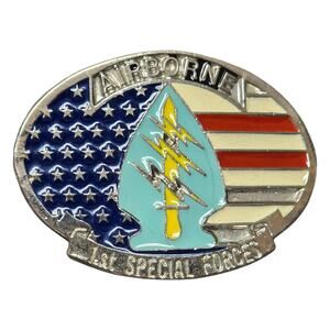 Vintage Military Airborne 1st Special Forces Heavy Cast Metal Belt Buckle USA